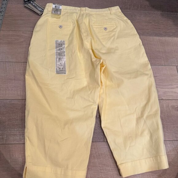 Lee Yellow Stretch Cropped Pants 12 Petite Womens Comfort Fit NEW - Picture 7 of 10